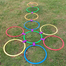 Outdoor Kids Funny Physical Training Sport Toys Lattice Jump Ring Set Game with 10 Hoops 10 Connectors for Park Play Boys Girls