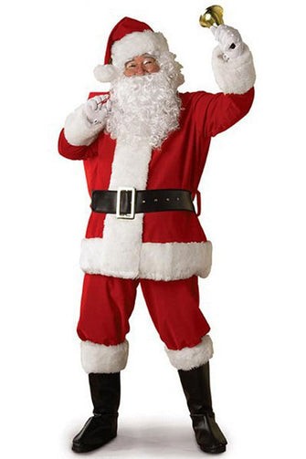 Best Warm Fur Christmas Mens Santa Claus Costume Red