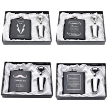 Personalized Engraved 6oz Hip Flask Set Stainless Steel Funnel Gift Box +2 Cups Bride Groom Best Man Usher Wedding Decor Favor
