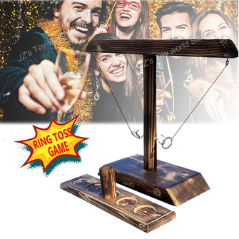 Ring Toss Game Party Toys Drinking Game Toy Wooden Ring Toss Hooks Fast-paced Interactive Game For Bars Home