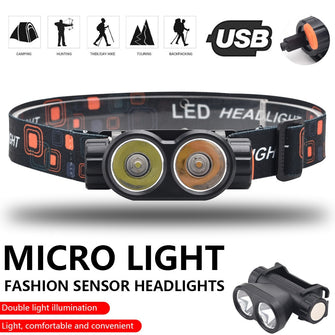 Strong Light Long Shot Dual Head Lamp Usb Rechargeable Head-mounted Lamp Dual Light Source Maintenance Work Light