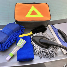 TiOODRE 7pcs Car Wash Cleaning Tool Kit Car Tire Wheel Brush Chenille Wash Sponge Microfiber Towel Cloths With With Storage Bag
