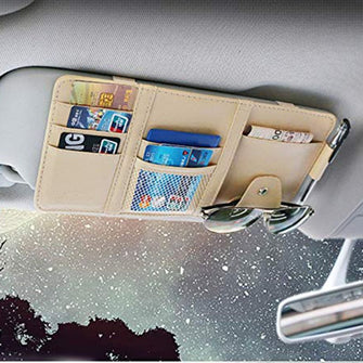 Universal Car Auto Visor Organizer Holder PU Leather Case for Card Glasses Car Accessories Sun Visor Organizador Car-Styling