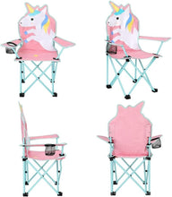 YG-K001 Outdoor Cartoon Animals Folding Kids Camping Chair With Cup Holder And Carry Bag unicorn