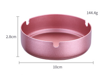 Custom logo Pink Stainless Steel Metal Ashtray 10cm Round colored tobacco jar cigar ashtray for bar KTV Hotel