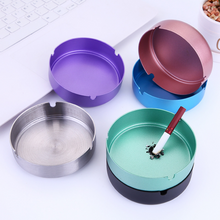 Custom logo Pink Stainless Steel Metal Ashtray 10cm Round colored tobacco jar cigar ashtray for bar KTV Hotel