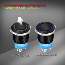 16mm 1NO 1NC Waterproof IP65 Latching ON/OFF Ring illuminated Metal Push Button Switch with Blue LED