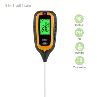 Battery Powered 4 in 1 soil survey instrument tester Lighting soil moisture temperature PH