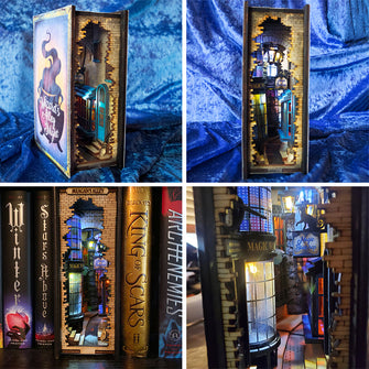 Wizard's Alley by Night Diorama Bookshelf Insert