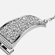 A-ST096 Stylish Steel Adjustable Chain Luxury Diamond 38MM Sweat-Proof Watch Band for Women for i Watch Series 1-8 SE series