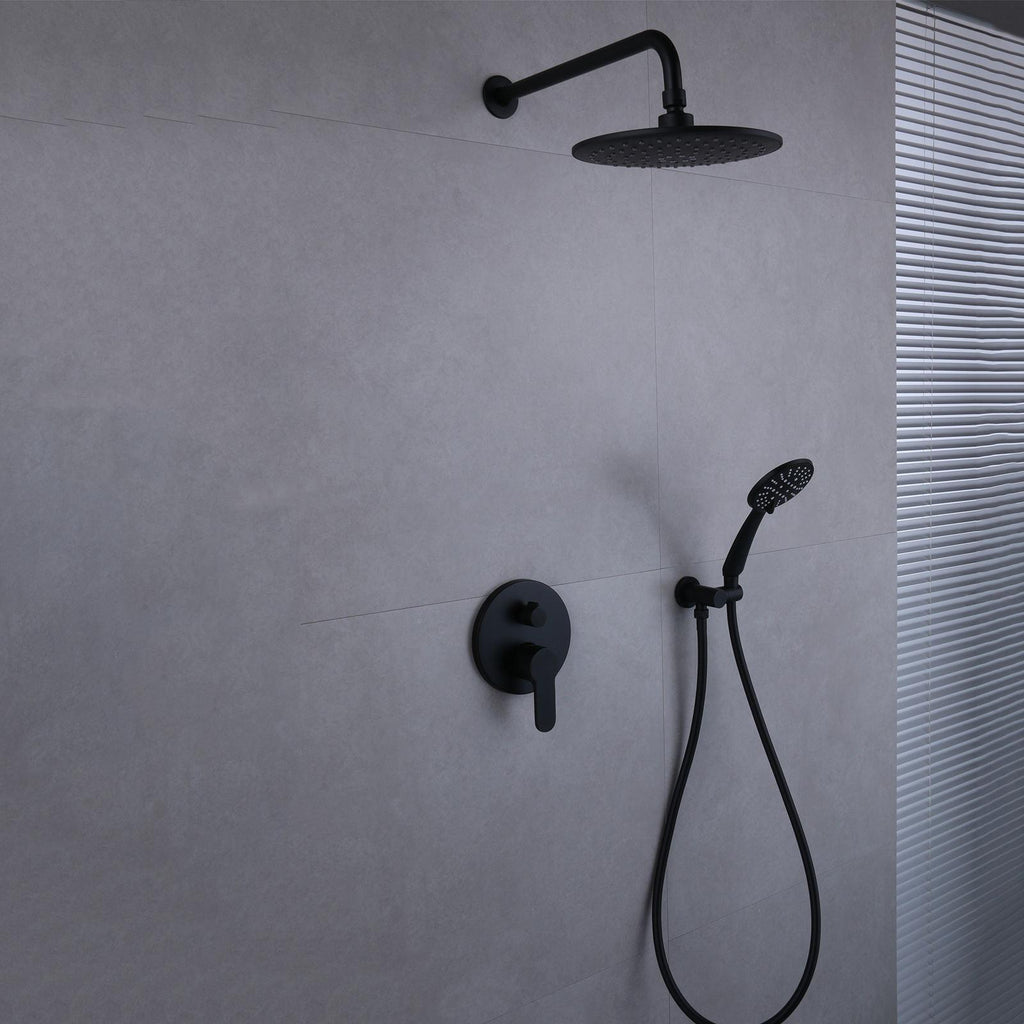 Stainless steel black shower set wall mounted high pressure bath & sho ...