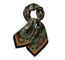 Vintage brown natural satin silk scarf 105cm big square bandana printed 100% pure silk scarves women luxury shawl gift for lady