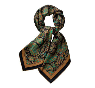 Vintage brown natural satin silk scarf 105cm big square bandana printed 100% pure silk scarves women luxury shawl gift for lady