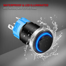 16mm 1NO 1NC Waterproof IP65 Latching ON/OFF Ring illuminated Metal Push Button Switch with Blue LED
