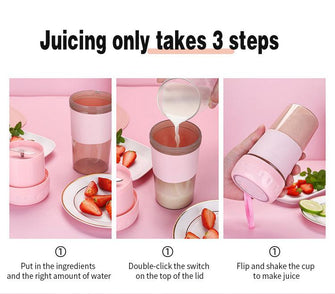 USB 300ml Portable Smart Juicer Home Rechargeable Mini Blender Juicer Cup Double Click Portable Electric Mixer Juice Extractor