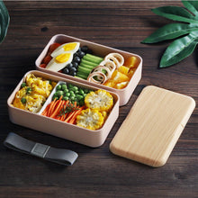 Microwave Double Layer Lunch Box 1200ml Wooden Feeling Salad Bento Box BPA Free Portable Container Box Workers Student