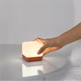 Creative USB Charging LED Timing Lamp Square Shape Bedside Table Night Light Home Bedroom Decor