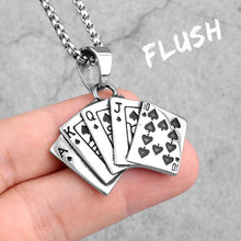 Flush Poker Gambling Long Men Necklaces Pendants Chain Punk for Boyfriend Male Stainless Steel Jewelry Creativity Gift Wholesale
