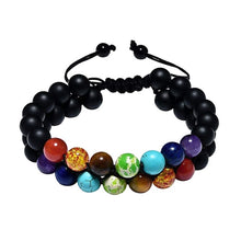 7 Chakra Adjustable 8mm Natural Stone Bracelet Double Woven Rope Chain Yoga Healing Balance Bracelet for Men Women Jewelry Gifts
