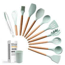 Wooden Handle Kitchenware 11 Piece Silicone Kitchenware Set Silicone Kitchenware Set Non-stick Cookware Silicone Spatula Set