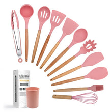 Wooden Handle Kitchenware 11 Piece Silicone Kitchenware Set Silicone Kitchenware Set Non-stick Cookware Silicone Spatula Set