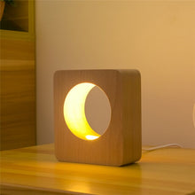Creative Solid Wood LED Table Lamp USB Charging Dimmable Bedside Night Light Home Lighting Fixture
