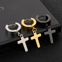 Dropshipping Hot Fashion Stainless Steel Cross Stud Earrings For Punk Men Jewelry