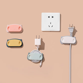 4pcs Self-adhesive Plug Holder Windable Punch-free Home Cable Manager Space Saving No Mark Household Appliance Wire Organizer