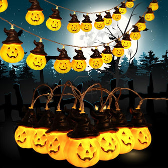 1PCS Halloween Decoration LED String Lights Lantern Home Outdoor Party Garland Light Pumpkin Ghost Bat Banner Happy Halloween
