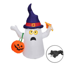Inflatable White Ghost Spooky Lighted Doll with Pumpkin Halloween Holiday Props Lighted Balloon Pumpkin Ghost Air Ball Toys