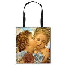 Oil Painting Fairy / Love Angel Print  Shoulder Bag Women Fashion Handbag Ladise Canvas Shopping Bag Big Capacity Large Totes