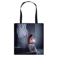 Oil Painting Fairy / Love Angel Print  Shoulder Bag Women Fashion Handbag Ladise Canvas Shopping Bag Big Capacity Large Totes
