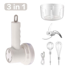 Cordless Hand Food Mixer Electric Egg Beater Milk Cream Blender USB Rechargeable Crusher for Meat Garlic Vegetable(3 Speeds)