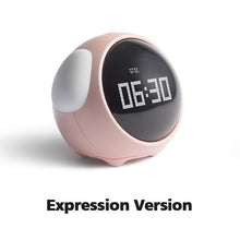 2021 New Cute Expression Alarm Clock Child Multifunctional Bedside Voice Control Night Light Snooze Chargeable Child Alarm Clock