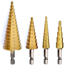 3-12 4-12 4-20 4-32mm HSS Straight Groove Step Drill Bit Titanium Coated Wood Metal Hole Cutter Core Cone Drilling Tools Set