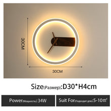 Wall lamp with clock dining room living room TV background wall decor aisle wall light Nordic silent clock bedroom bedside lamp