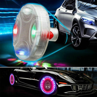 4Pcs Solar Energy Car Moto LED Lights Wheel Hub Tire Air Valve Cap 15 Mode Flash