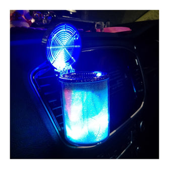 Portable smoke cup holder household ash tray with color LED light, perfect for truck office car