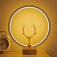 USB LED Table Lamp Beech Wood Aluminum Simple Ring Antler Desk Lamp Bedroom Living Room Study Decoration Bedside Art Desk Light