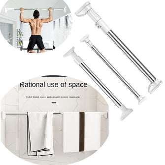 Stainless Steel Free Punching Telescopic Clothes Rod Curtain Rod Wardrobe Adjustable Clothes Rail clothes drying rack  clothes