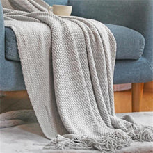 New Knitted Blanket Solid Color Winter Sofa Cover Soft Portable Travel TV Nap Throw Shawl Air Conditioning Blankets With Tassels