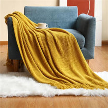 New Knitted Blanket Solid Color Winter Sofa Cover Soft Portable Travel TV Nap Throw Shawl Air Conditioning Blankets With Tassels