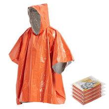 Outdoor 4Pcs Orange Emergency Raincoat Aluminum Film Disposable Poncho Cold Insulation Rainwear Accessories