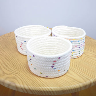 Storage Basket Handwoven Cotton Rope Multifunctional Sundry Holder Closet Shelf Dresser Bedroom Household Organizer