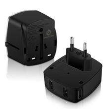 BONAZZA Universal International Travel Adapter Kit with 4Amps 4 USB Ports - UK, US, AU, Europe All in One Plug Adapter - Over 150 Countries & USB Power Adapter for iPhone, Android, All USB Devices