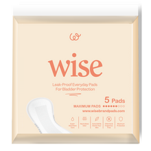 Wise Travel Pack Maximum Incontinence Pads - 5 Pads Per Bag Bundle (100 Pads Total) + FREE SHIPPING